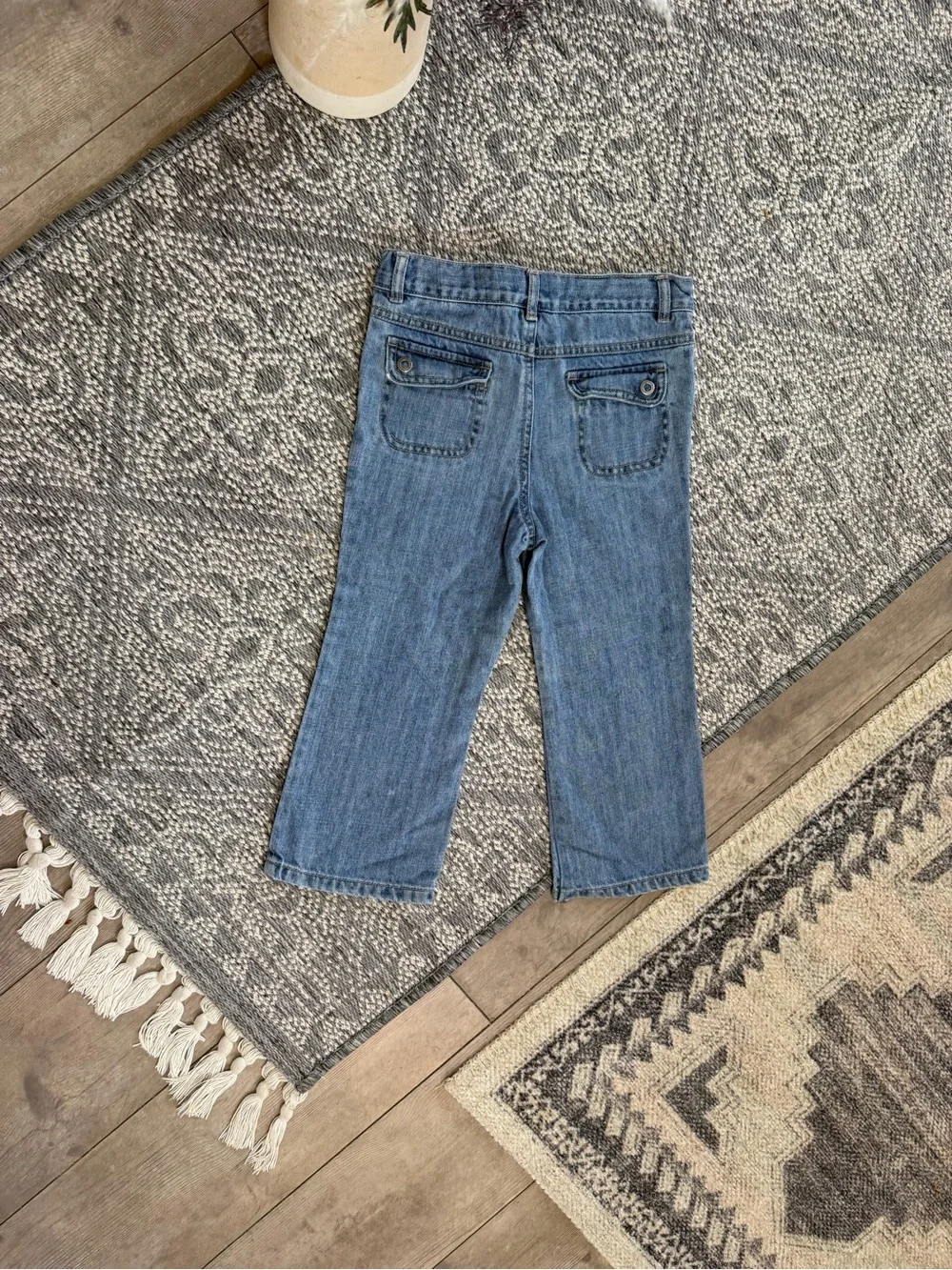 VTG y2k OshKosh B'gosh Toddler Girls Floral Embroidered Belted Jeans Boho 3T